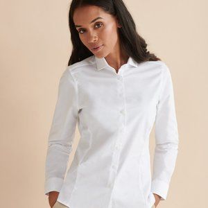 2 Women's Henbury UK Dress Shirts White and Brown